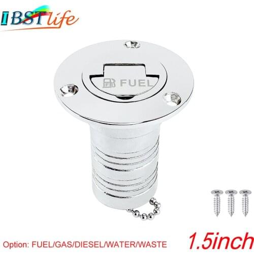 1.5" 38mm Deck Filler Fill FUEL GAS DIESEL WATER WASTE stainless steel 316 Keyless Cap boat Hardware accessories Socket yacht