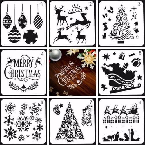 1 Sheet Stencils Merry Christmas DIY Walls Layering Painting Template Decoration Scrapbooking Diary Coloring Embossing Reusable