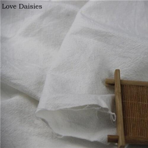 100% Cotton Washed Solid WHITE Crepe fabric for DIY Handwork Apparel Tablecloth Cushion Curtain Sofa Cover Decor Patchwork