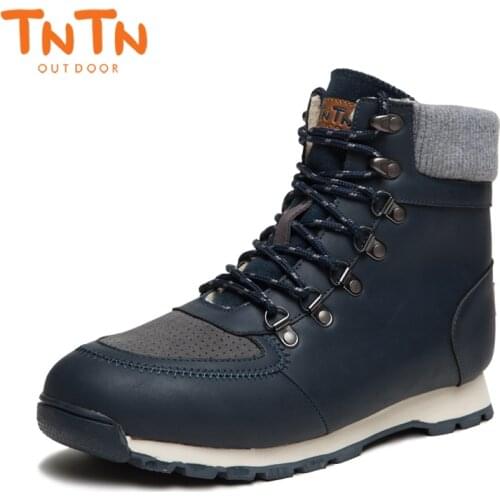 2020 TNTN Waterproof Mens Fleece Snow Boots Outdoor Hiking Boots Men Breathable Winter Shoes Walking Shoes For Men Warm