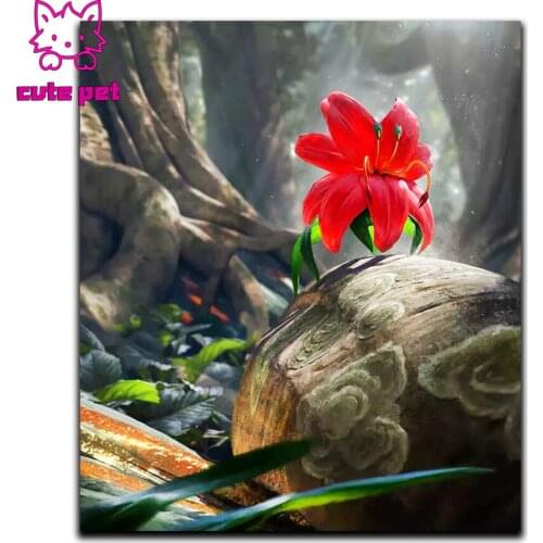 5D Diamond Painting Forest safflower Full Square round Diamond Mosaic DIY Diamond Embroidery Rhinestone Cross Stitch Decoration