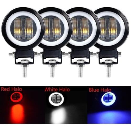 7D 3inch led work light 12V 24V Spot beam Round Square LED Angel Eyes fog light for Offroad Car Boat Truck Motorcycle spotlights