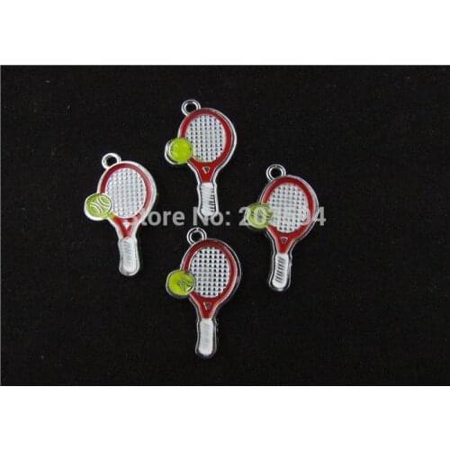 AE156 20pcs Mixed Silver Tone Enamel Tennis racket Charms Pendants Jewelry DIY Jewelry Findings Floating Charm 33x19mm