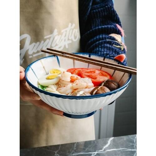 Japanese-Style Household Ramen Bowl Soup Bowl Single Rain-Hat Shaped Salad l Internet Celebrity Ins Instant Noodle Bowl