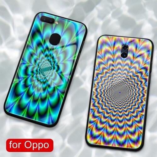 For Oppo R11s plus case glass back dizziness patterned cover case for Oppo R9 R9S R11 R11S Plus R17 R15 F9 Pro Find X A7X Reno