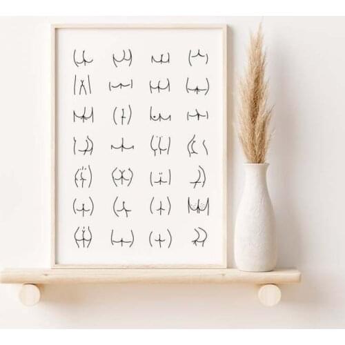 Line Art Nude Funny Butt Artistic Creative Female Line Buttocks HD Print Canvas Painting Living Room Bedroom Decoration Painting