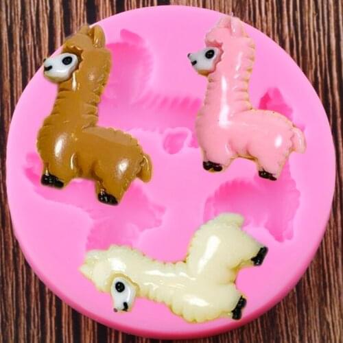 Alpaca Sheep Silicone Molds Cupcake Topper Fondant Mould Baby Birthday Cake Decorating Tools Chocolate Gumpaste Candy Moulds