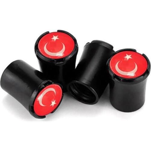 4pcs/Lot Turkey Flag Car Tire Valve Caps For BMW X5 F15 X6 F16 G30 7 G11 X1 Wheel Tires Air Dust Waterproof Screw Airtight Cap