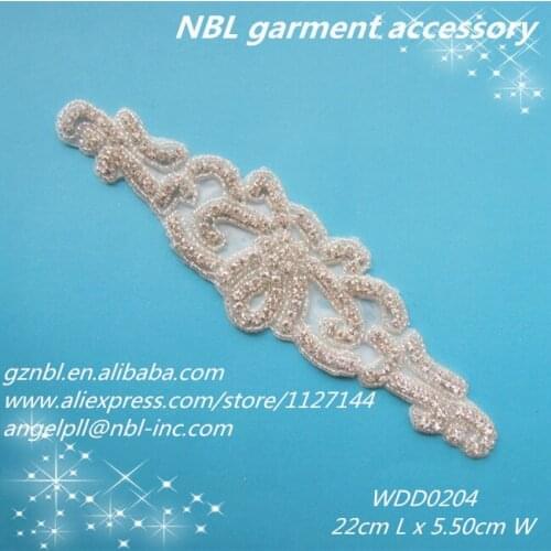 Crystal beaded bridal rhinestone appliques patch for wedding dresses WDD0204