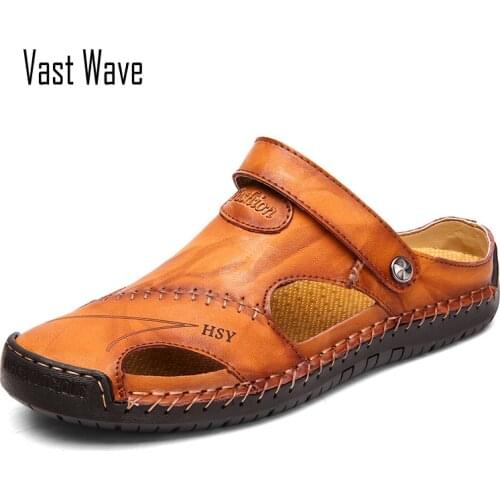 Summer Sandals Men Leather Classic Roman Sandals 2019 Slipper Outdoor Sneaker Beach Rubber Flip Flops Men Water Trekking Sandals