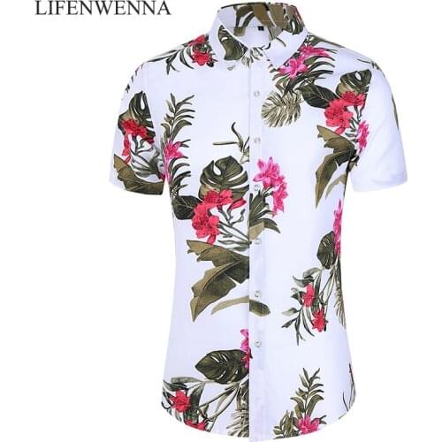Summer Flower Shirt Men 2020 New Fashion Printed Short Sleeve Shirts Mens Casual Big Size 5XL 6XL 7XL Hawaii Beach Shirts Man