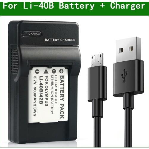 LI-40B LI-42B Digital Camera Battery + Charger for FE-190 FE-150 VH-210 VG-165 VG-180 VR-310 VR-320 VR-330 D-770 FE-220