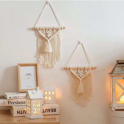 Nordic Style Hand-woven Mini Tassel Dream Catcher Wall Hanging Wind Chimes Room Dormitory Wall Art Decor Ornaments Pendant
