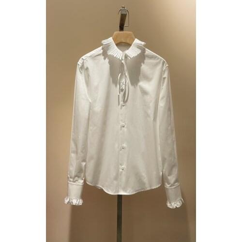 Fashion women 2021 new long-sleeved sexy casual solid color embroidered bow shirt 0316