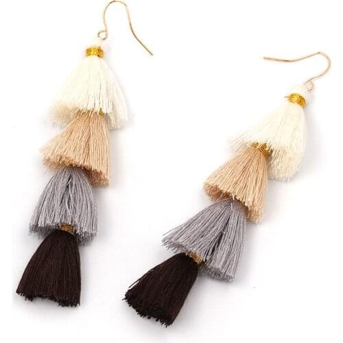 Dangle Earring Fashion Multilayer Tassel Earring Handmade Crafts 2017 New Bohemia Style Trendy Mixed Color Charm Earring