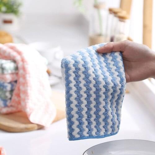 Soft Striped Kitchen Table Dishcloth Household Cleaning Tools Absorbent Reusable Kitchen Dust Towel