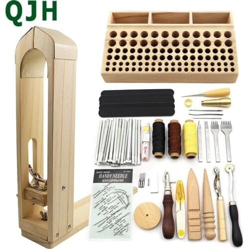 DIY Professional Leather Craft Tool Kit Hand Sewing Stitching Punching Carving Work Saddle Slotting Set Fitting Tool Set