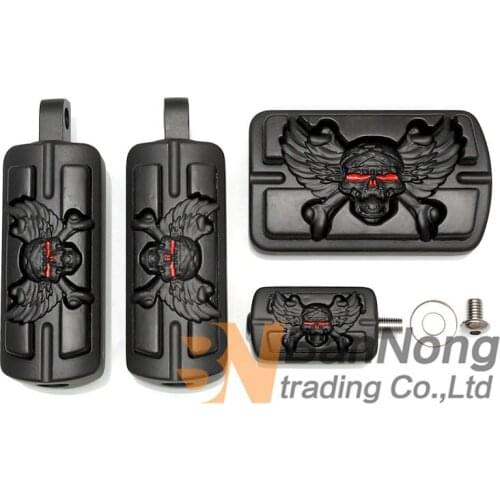 Skull Wing Brake Pedal Cover Pad&Footrest Footpegs&Shifter Peg For Harley Sportster 883 1200 Softail Electra Glide Dyna Touring
