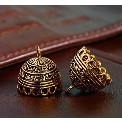 2Pcs/Lot Bohemian Vintage Tassel Alloy Engraved End Cap Beaded Pendant Suitable For Bracelet Necklace Jewelry Making
