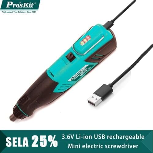 ProsKit PT-5206U 3.6V Li-ion USB Grinder Set Rechargeable USB Micro Electric Screwdriver Drill Polishing and Engraving