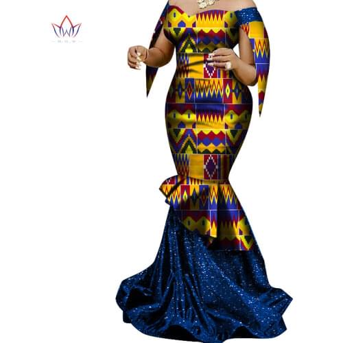 Made in China 2020 Fashion African Dresses for Women Dashiki Plus Size African Clothes Bazin Plus Size Party Dress WY6830