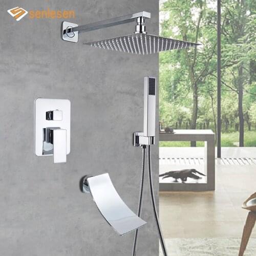 Senlesen Bathroom Shower Set 2/3 Ways Mixer Faucet Chrome Rainfall Water Spout Abs Shower Hand 150 cm Hose Hot and Cold
