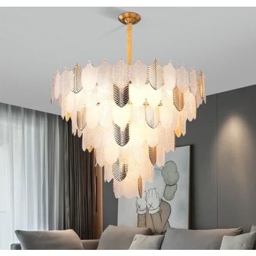 Modern simplicity Villa living room lights Atmospheric glass chandelier Bedroom lamp study lamp restaurant lighting