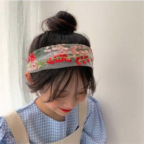 Retro,flower, Embroidery, Wide Edge, Baotou, Hair Band,Super Fairy, Net Yarn, Bud Silk, ,hair Hoop Headdress, Girl ,gift