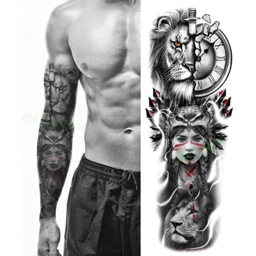 Waterproof Temporary Tattoo Stickers Lion Roma Clock Feather Owl Hat Girl Tattoos Fake Tatto Back Flash Tatoo for Men Women