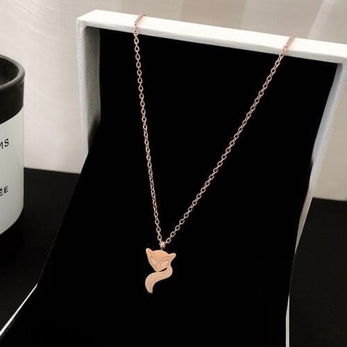 YUNRUO Gold Silver Plated Frosted Surface Fairy Fox Necklace Titanium Steel Jewelry Woman Birthday Gift Free Shipping Never Fade