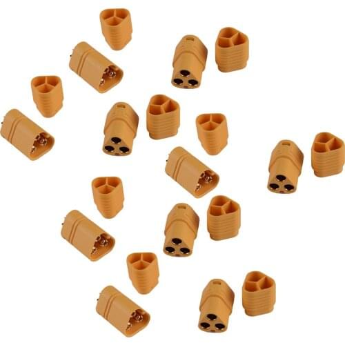 Yellow 5 Pairs Male Female 3.5mm Bullet Connectors Plug 3 Pole Connector for RC Model ESC Accessories MT60 MT-60 60AMP