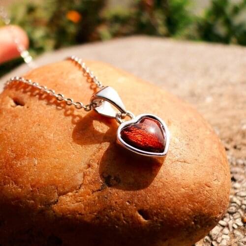 DJ CH Cocobol Redwood Heart Shaped Pendant for Women Fine 925 Sterling Silver Jewelry Pendant Five Years Anniversary Gift