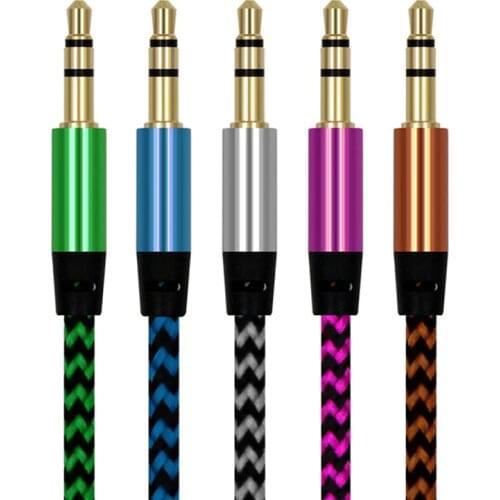 1m Nylon Aux Cable 3.5mm Plug Male To Male Jack Auto Car Audio Cable Kabel Line Cord For IPhone MP3 IPad Xiaomi Computer