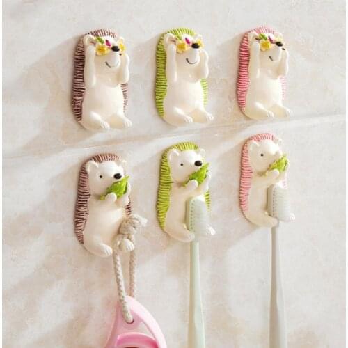 New 1Pc Cartoon Hedgehog Toothbrush Holder Razor Storage Bathroom Organizer Rack