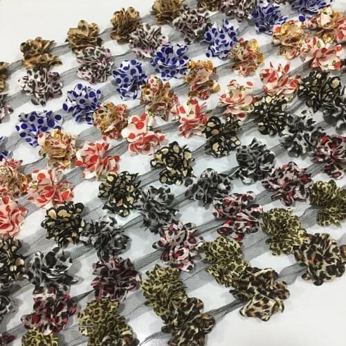 10 Yards 33 color 3D Chiffon Flowers DIY 6cm Width lace trim 24 flower lace ribbon decoration clothes accessories XF05