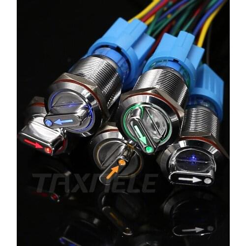 19mm 22mm led metal rotary push button brass latching 2 3 position Switch Press Button rotary 2NO 2NC Rotate button rotation