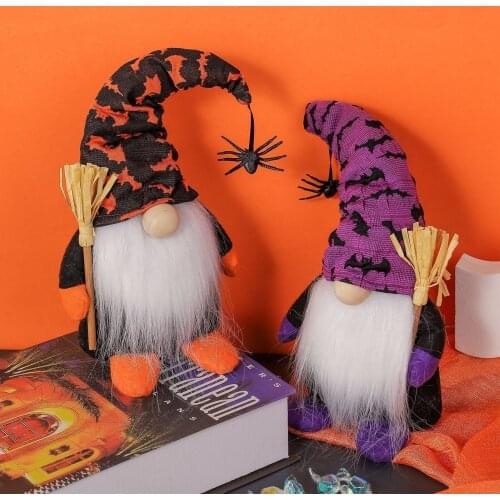2pcs Halloween Pumpkin Spider Bat Faceless Gnome Thanksgiving Home Decor Small Doll Pendant Gnomes Hanging Decoration #PY