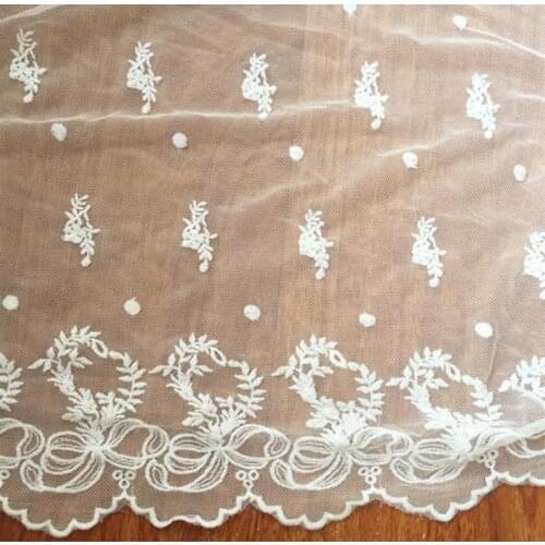 3Y-10Yard/lot DIY Handmade Lace trim Clothes Dress Accessories Mesh Embroidery Lace Fabric Wide 42CM