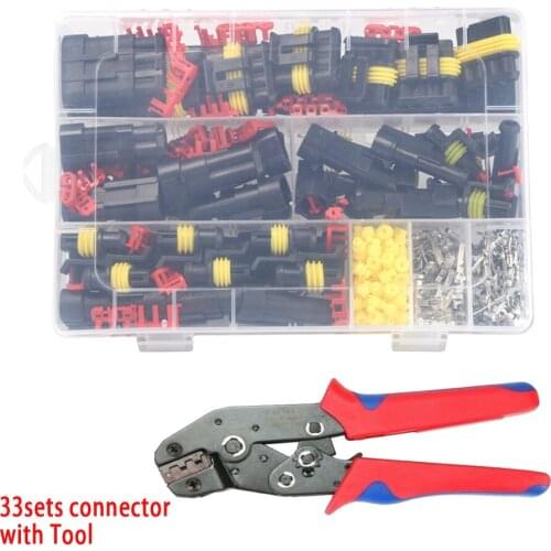 408pcs Waterproof Male Female Electrical Connectors Plug 1-4Pins Sets With Crimping Pliers Way With Wire For Car Motorcycle