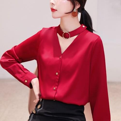 Blusas Mujer De Moda 2021 V-neck Chiffon Blouse Shirt Women Tops Long Sleeve Blouse Women Womens Tops And Blouses Clothes C516