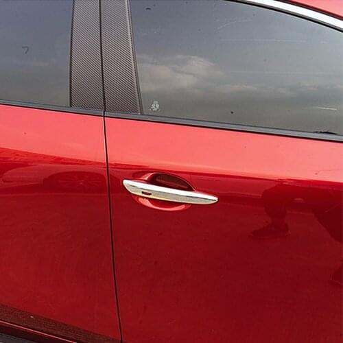 For Mazda 3 Mazda3 Axela 2020 Chromium Styling Exterior Door Handle Cover Carbon Fiber Moulding Frame Bezel Chrome Car Sticker