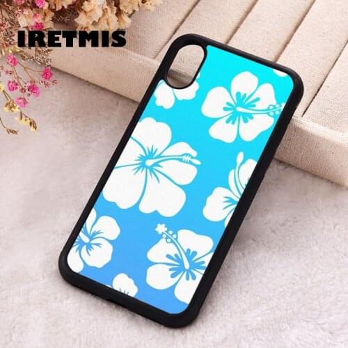 Iretmis 5 5S SE 2020 phone cover cases for iphone 6 6S 7 8 Plus X Xs Max XR 11 12 MINI Pro Soft Silicone TPU Blue Hibiscus