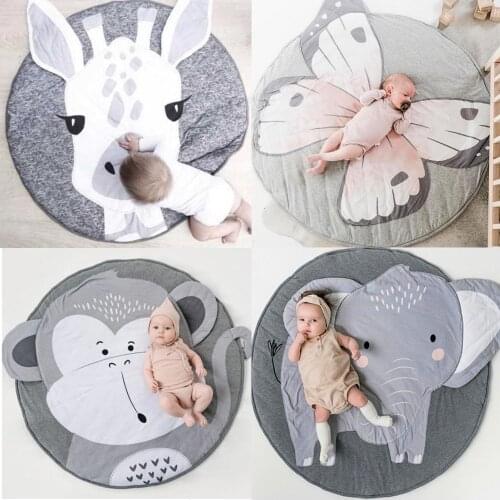 Kids Nursery Rug Children Play Mat Round Carpet Cartoon Rabbit Kola Design Cotton Baby Play Pad Crawling Blanket Room Decor