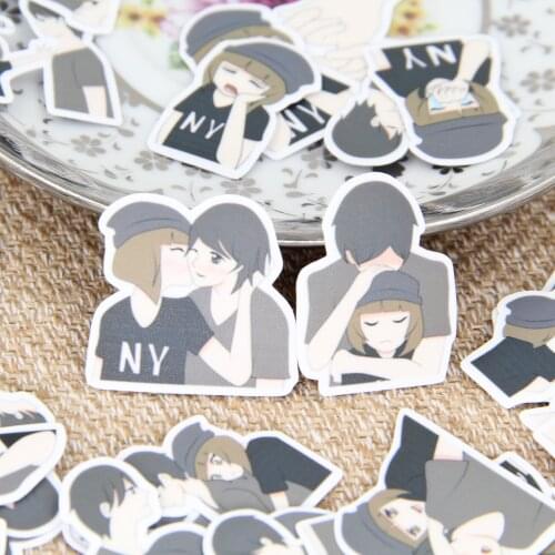 40pcs Waterproof Sweet Couple Girl Boy in Love DIY Scrapbooking Stickers for Letter Craft Photo Albums Journal Book Diary Deco