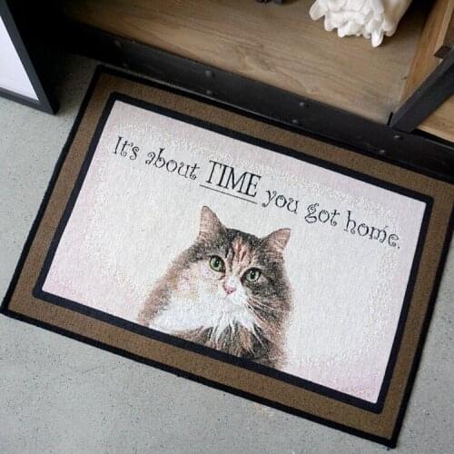 Household Entrance Door Kitchen Rugs Rectangle Cute Cat Pattern Non-slip Back Bottom Oil-absorption Simple Modern Quality Carpet