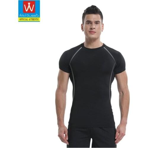 Mens Sports T-Shirt New Elastic Breathable Short-Sleeved Fitness Basketball Training Quick-Drying Clothes