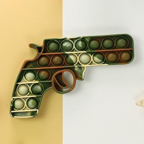 Gun Shape Toy Relief Squishy Push Bubble Kids Sensory Fidget Toys Autisim Special Game Rainbow Antistress Fidget Toy for Adult