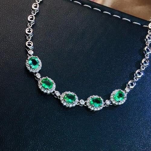 Beautiful charming natural green emerald bracelet with silver birthday anniversary hot selling gift style