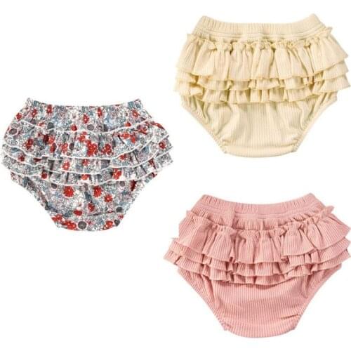 Ruffles Layered PP Shorts Infant Baby Girls Boys Shorts Baby Girls Cotton Floral Elastic Waist Short Trousers Pants Clothing
