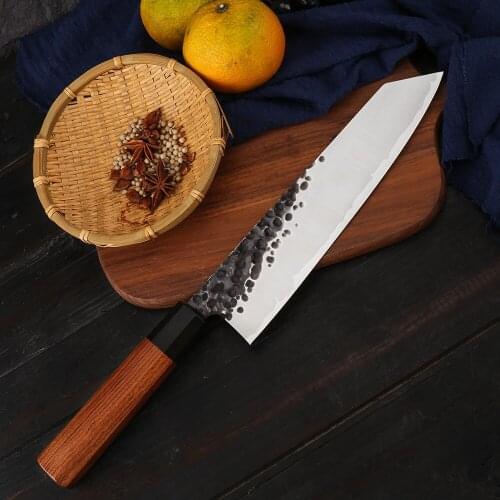 BIGSUNNY Kiritsuke Knife Forge Hammered 9.2Inch Blade Chef Knife Japanese Knives 3 Layers 9CR18MOV Steel with Octagonal Handle